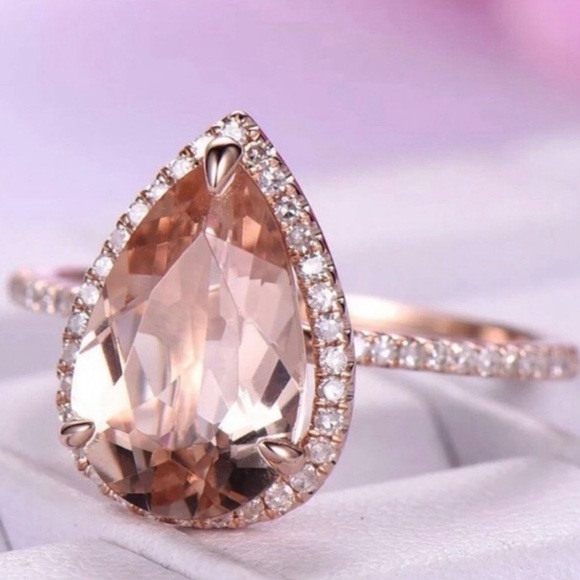 NEW💍6 CT 18K ROSE GOLD MORGANITE RING, CUTE RING, SHINY RING. - Picture 2 of 5